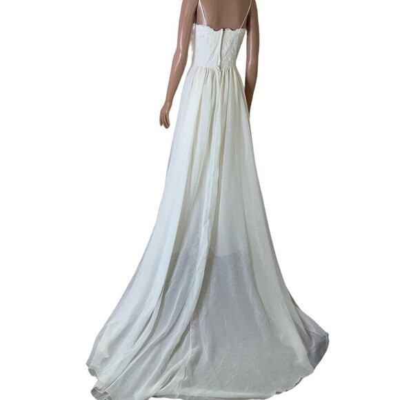 House of Bianchi wedding dress beaded sleeveless spaghetti strap IVORY SZ 10 - Picture 7 of 12